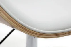 Chaise de bureau à roulettes design blanc, bois clair et acier chromé WALNUT