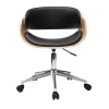 Chaise de bureau à roulettes design noir, bois clair et acier chromé BENT