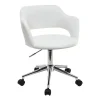 Chaise de bureau à roulettes design blanc et acier chromé JESSY