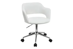 Chaise de bureau à roulettes design blanc et acier chromé JESSY