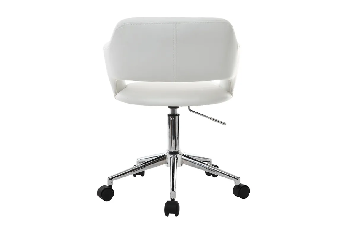 Chaise de bureau à roulettes design blanc et acier chromé JESSY