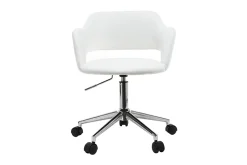 Chaise de bureau à roulettes design blanc et acier chromé JESSY