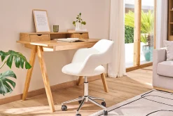 Chaise de bureau à roulettes design blanc et acier chromé JESSY