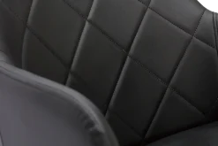 Chaise de bureau à roulettes design noir, bois foncé noyer et acier chromé SANDRO