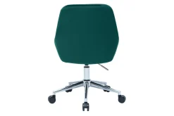 Chaise de bureau à roulettes en tissu velours bleu pétrole et acier chromé HOLO