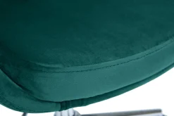 Chaise de bureau à roulettes en tissu velours bleu pétrole et acier chromé HOLO