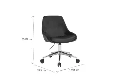Chaise de bureau à roulettes en tissu velours bleu pétrole et acier chromé HOLO