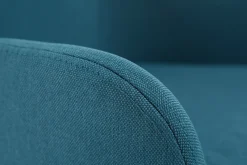 Chaise de bureau à roulettes en tissu bleu canard et acier chromé SHANA