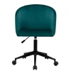 Chaise de bureau à roulettes en tissu velours bleu pétrole et métal noir VANITY