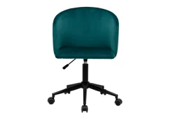 Chaise de bureau à roulettes en tissu velours bleu pétrole et métal noir VANITY