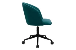 Chaise de bureau à roulettes en tissu velours bleu pétrole et métal noir VANITY