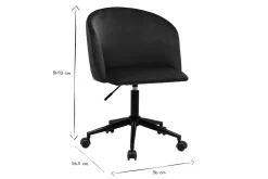Chaise de bureau à roulettes en tissu velours bleu pétrole et métal noir VANITY