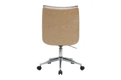 Chaise de bureau à roulettes en tissu effet velours texturé beige et métal chromé BLAISE