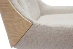 Chaise de bureau à roulettes en tissu effet velours texturé beige et métal chromé BLAISE