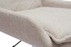 Chaise de bureau à roulettes en tissu effet velours texturé beige et métal chromé BLAISE
