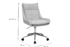 Chaise de bureau à roulettes en tissu effet velours texturé beige et métal chromé BLAISE