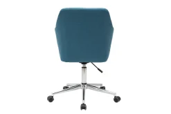 Chaise de bureau à roulettes en tissu bleu canard et acier chromé ALEYNA