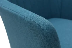 Chaise de bureau à roulettes en tissu bleu canard et acier chromé ALEYNA