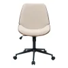 Chaise de bureau à roulettes en bois et tissu effet velours texturé beige DOUGLAS