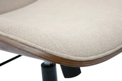 Chaise de bureau à roulettes en bois et tissu effet velours texturé beige DOUGLAS