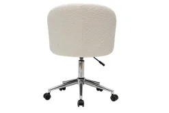 Chaise de bureau à roulettes en tissu effet laine bouclée blanc cassé et acier chromé VANITY