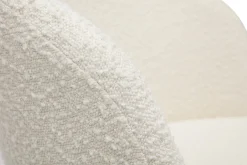 Chaise de bureau à roulettes en tissu effet laine bouclée blanc cassé et acier chromé VANITY