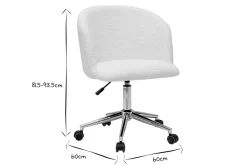 Chaise de bureau à roulettes en tissu effet laine bouclée blanc cassé et acier chromé VANITY