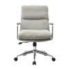 Chaise de bureau à roulettes en tissu velours côtelé taupe et métal chromé MIRABEAU