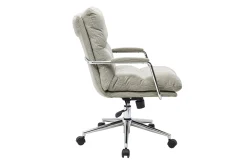 Chaise de bureau à roulettes en tissu velours côtelé taupe et métal chromé MIRABEAU