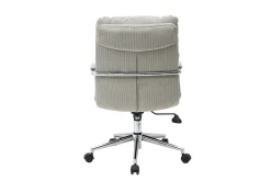 Chaise de bureau à roulettes en tissu velours côtelé taupe et métal chromé MIRABEAU