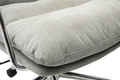 Chaise de bureau à roulettes en tissu velours côtelé taupe et métal chromé MIRABEAU