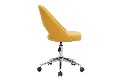 Chaise de bureau à roulettes en tissu effet velours texturé jaune moutarde et acier chromé COSETTE