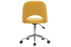 Chaise de bureau à roulettes en tissu effet velours texturé jaune moutarde et acier chromé COSETTE