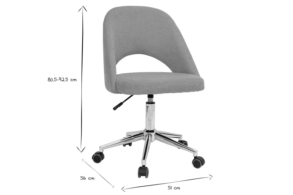 Chaise de bureau à roulettes en tissu effet velours texturé jaune moutarde et acier chromé COSETTE
