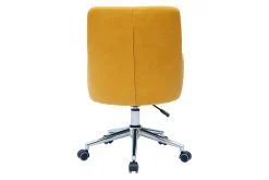 Chaise de bureau à roulettes en tissu effet velours jaune moutarde et acier chromé SHANA