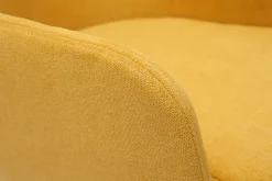 Chaise de bureau à roulettes en tissu effet velours jaune moutarde et acier chromé SHANA