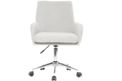Chaise de bureau à roulettes en tissu gris clair et acier chromé SHANA