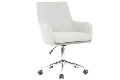 Chaise de bureau à roulettes en tissu gris clair et acier chromé SHANA