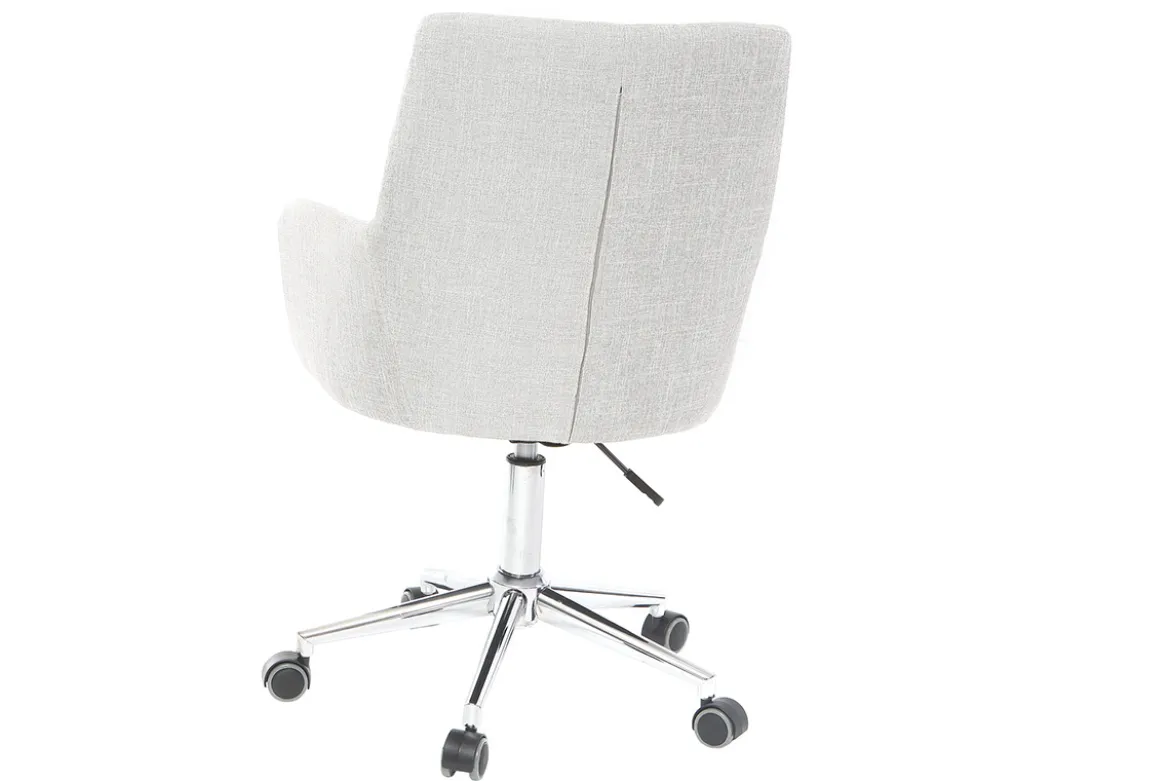 Chaise de bureau à roulettes en tissu gris clair et acier chromé SHANA