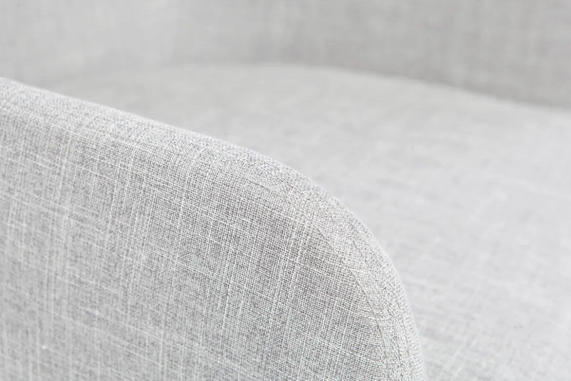 Chaise de bureau à roulettes en tissu gris clair et acier chromé SHANA