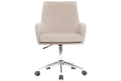 Chaise de bureau à roulettes en tissu beige et acier chromé SHANA