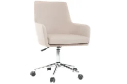 Chaise de bureau à roulettes en tissu beige et acier chromé SHANA