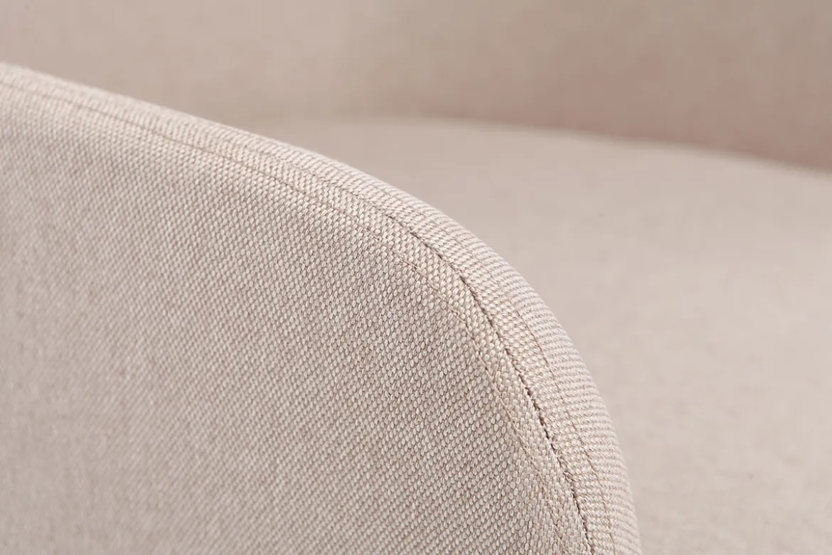 Chaise de bureau à roulettes en tissu beige et acier chromé SHANA