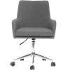 Chaise de bureau à roulettes en tissu gris anthracite et acier chromé SHANA