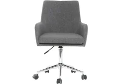 Chaise de bureau à roulettes en tissu gris anthracite et acier chromé SHANA