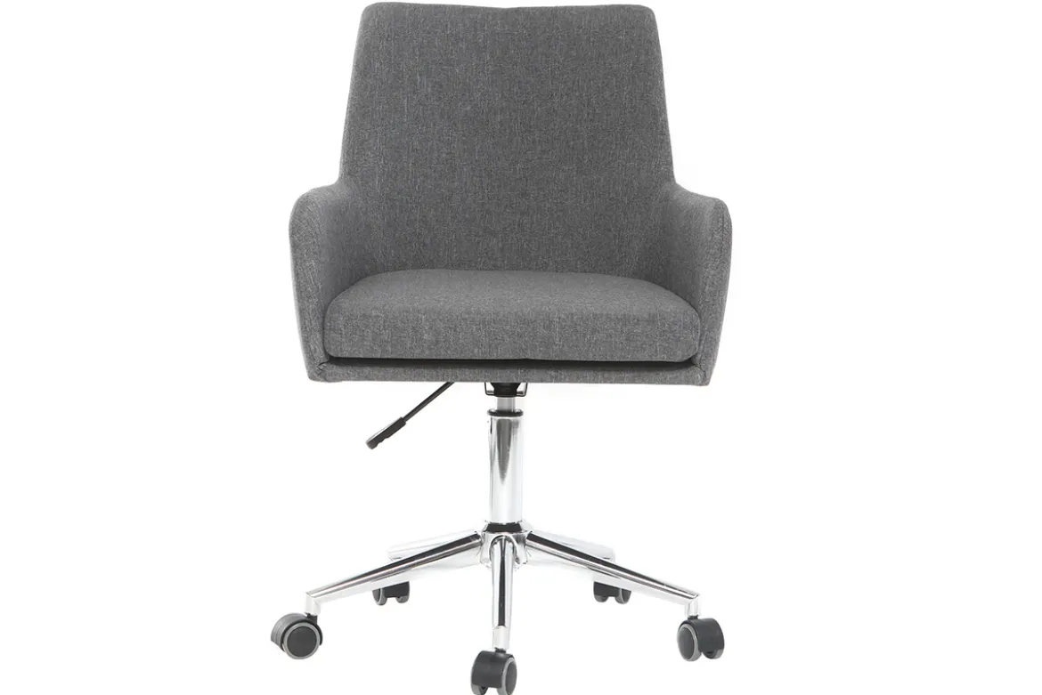 Chaise de bureau à roulettes en tissu gris anthracite et acier chromé SHANA