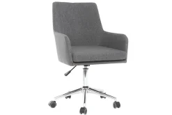 Chaise de bureau à roulettes en tissu gris anthracite et acier chromé SHANA