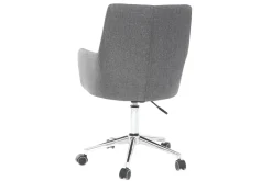 Chaise de bureau à roulettes en tissu gris anthracite et acier chromé SHANA