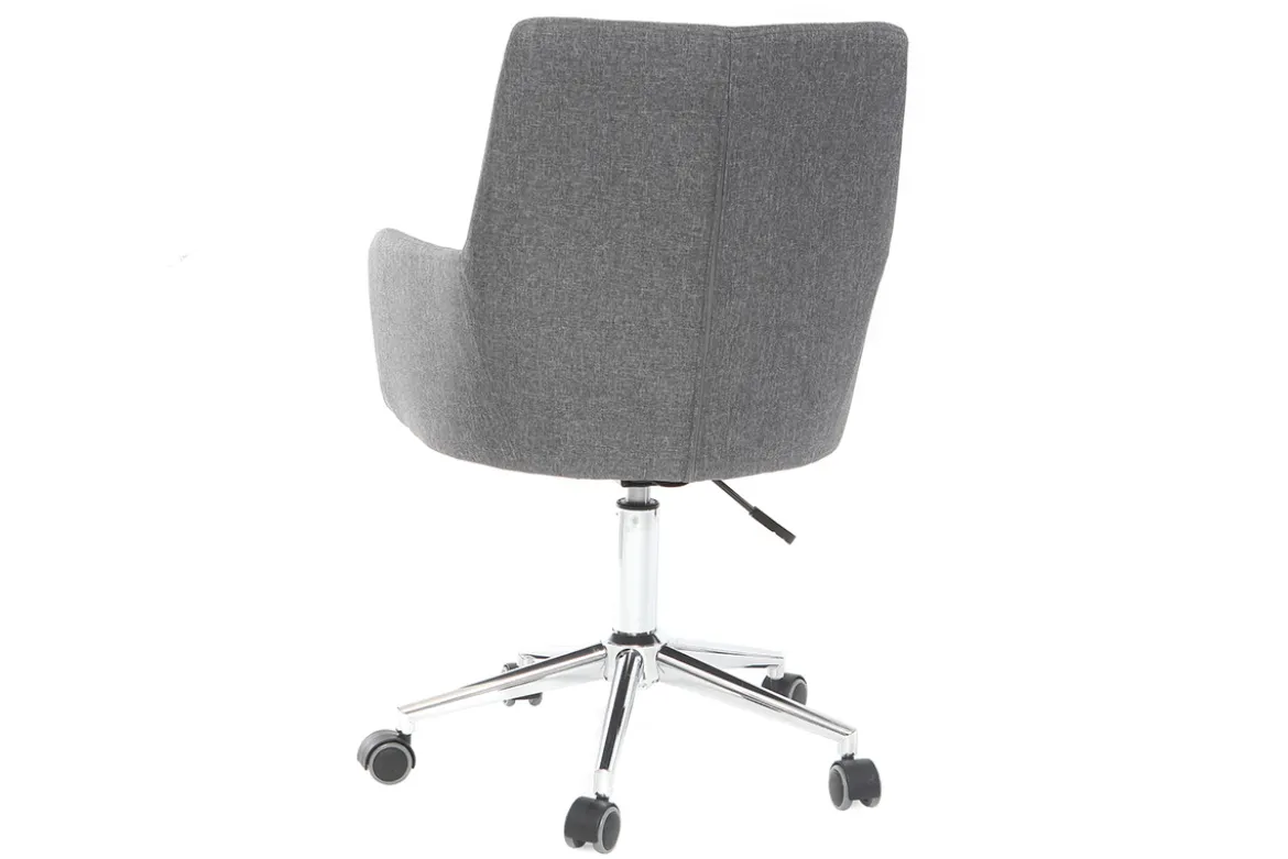 Chaise de bureau à roulettes en tissu gris anthracite et acier chromé SHANA