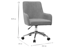 Chaise de bureau à roulettes en tissu gris anthracite et acier chromé SHANA